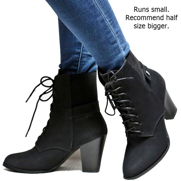 lace up chunky heel boots